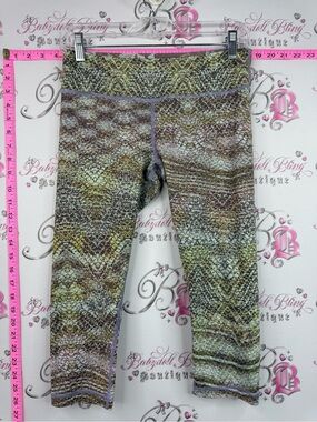 Vimmia capri pants blue green brown Multi-Color Snake-Print Capris